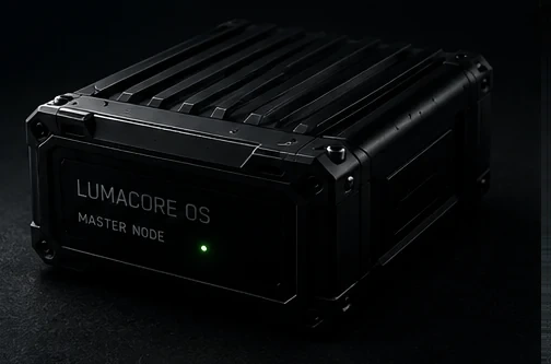 LumaCore OS master node, low front angle
